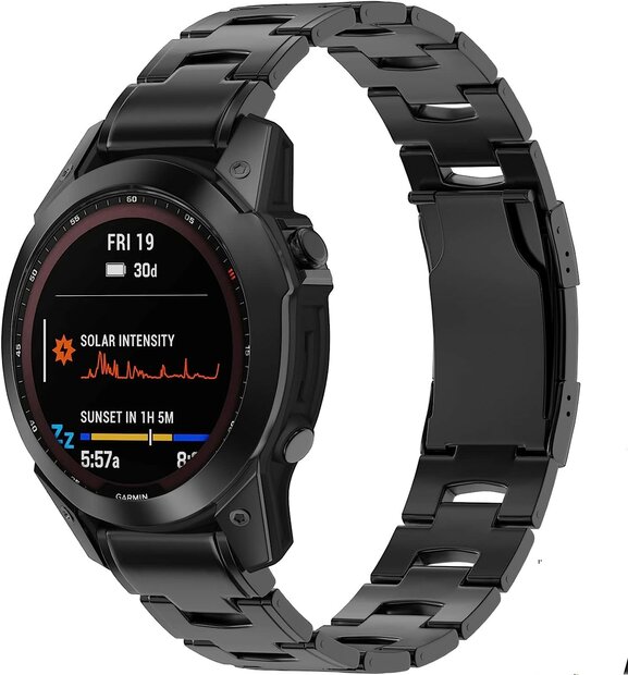 Titanium schakelband - Zwart - Garmin Forerunner 745 / 935 / 945 / 955 / 965
