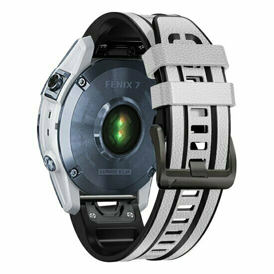 leer + siliconen bandje - Wit - Garmin Tactix 8 - 47mm