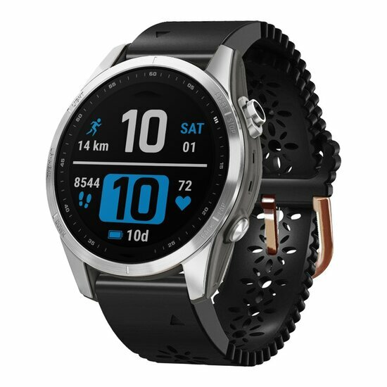 Flower siliconen bandje - Zwart - Garmin Fenix 8 - 43mm