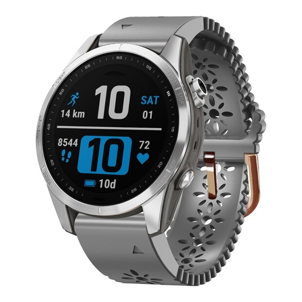 Flower siliconen bandje - Grijs - Garmin Fenix 7s/6s/5s / Instinct 2s / Epix Pro Gen 2 (42mm)