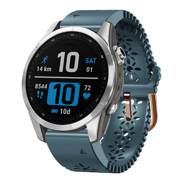 Flower siliconen bandje - Grijsblauw - Garmin Fenix 7s/6s/5s / Instinct 2s / Epix Pro Gen 2 (42mm)