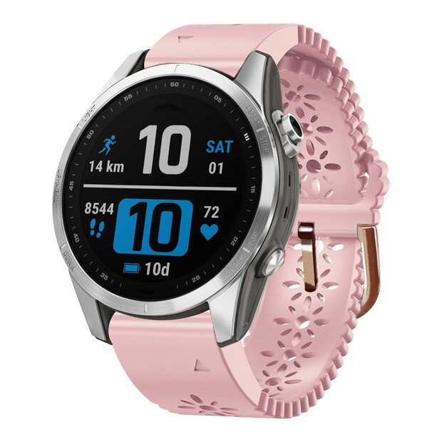 Flower siliconen bandje - Roze - Garmin Fenix 7s/6s/5s / Instinct 2s / Epix Pro Gen 2 (42mm)