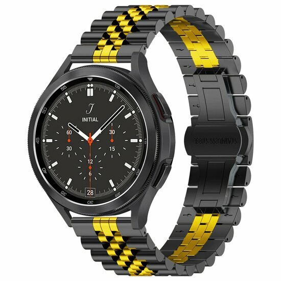 Stalen band - Zwart met goud - Garmin Forerunner 570 (42mm) / 55 / 245 / 645
