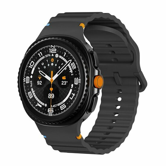 Classic Wave siliconen band - Zwart - Samsung Galaxy Watch 8 Classic - 46mm
