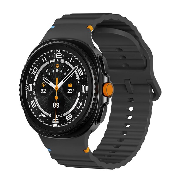 Classic Wave siliconen band - Zwart - Samsung Galaxy Watch 8 - 40mm / 44mm