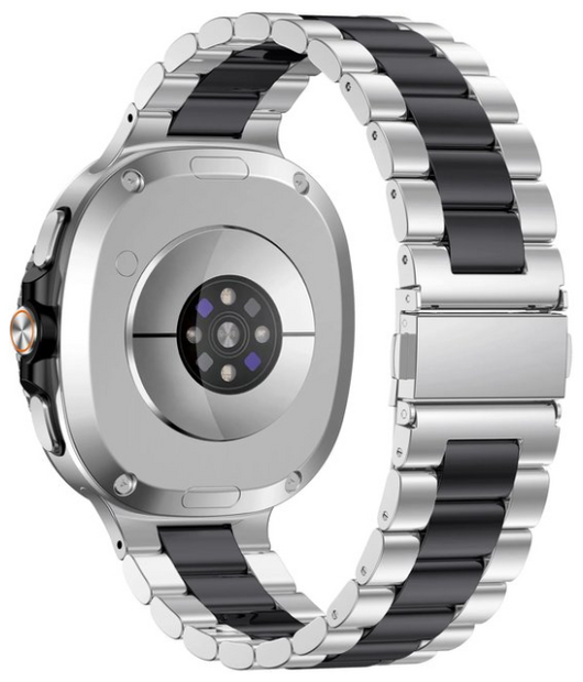 Stalen schakelband - Zilver met zwart - Samsung Galaxy Watch 8 - 40mm / 44mm