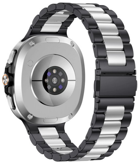 Stalen schakelband - Zwart met zilver - Samsung Galaxy Watch 8 Classic - 46mm