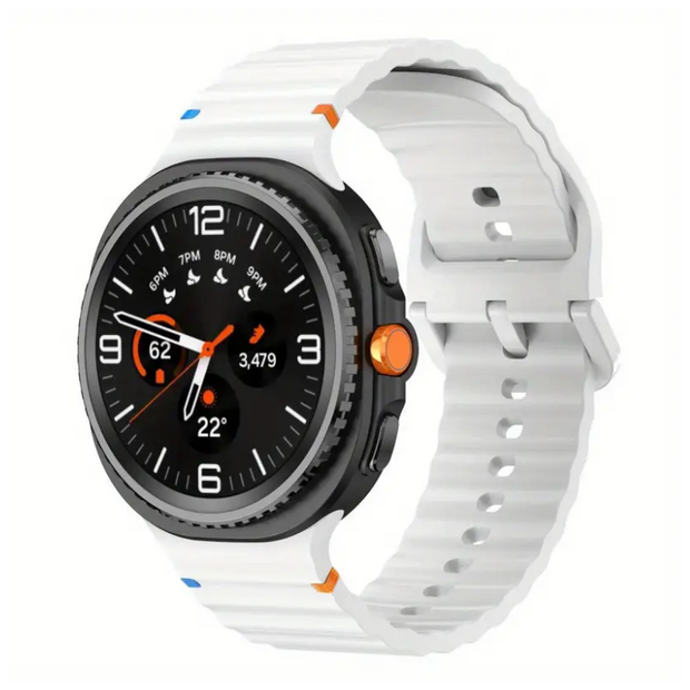 Classic Wave siliconen band - Wit - Samsung Galaxy Watch 8 Classic - 46mm