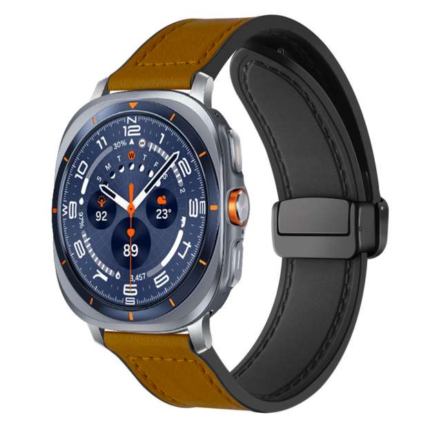 Leer + siliconen bandje - Bruin - Samsung Galaxy Watch Ultra - 47mm