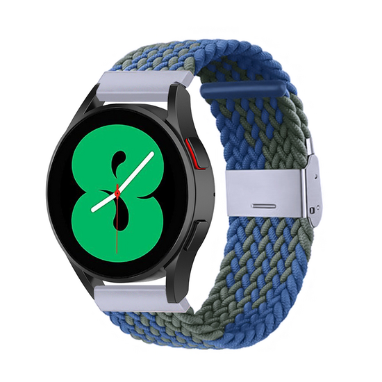 Garmin Forerunner 55 / 165 / 245 / 570 (42mm) / 645 - Braided nylon bandje - Groen / blauw