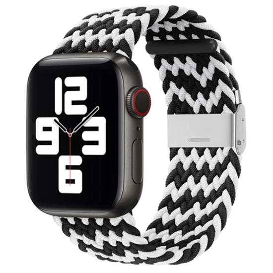 Braided bandje - Zwart / Wit - Geschikt voor Apple Watch 38mm / 40mm / 41mm
