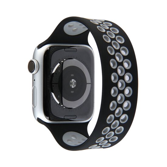 Solo Loop Sportbandje - Maat: S - Zwart + Grijs - Geschikt voor Apple Watch 38mm / 40mm / 41mm