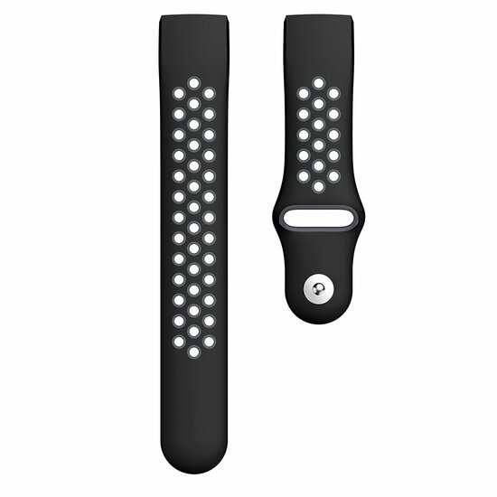 Fitbit Charge 3 & 4 siliconen DOT bandje - Zwart + Grijs - Maat: Large