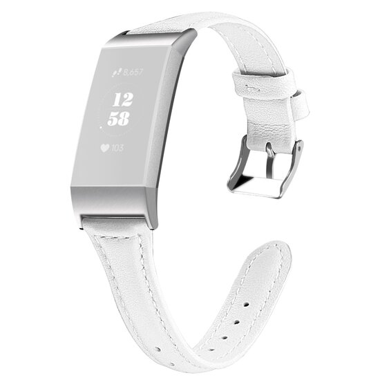 Fitbit Charge 3 & 4 Slim Fit Leather bandje - Wit