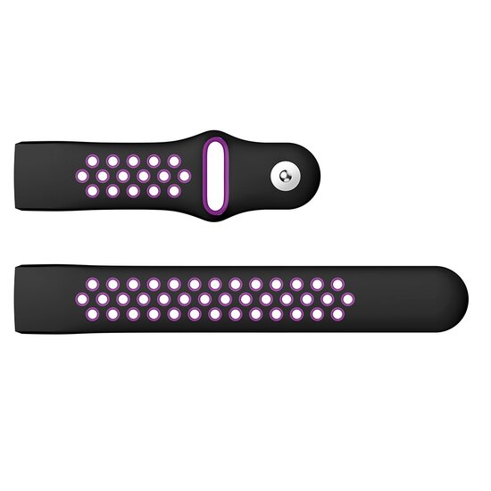 Fitbit Charge 3 & 4 siliconen DOT bandje - Paars / Zwart Maat: Small