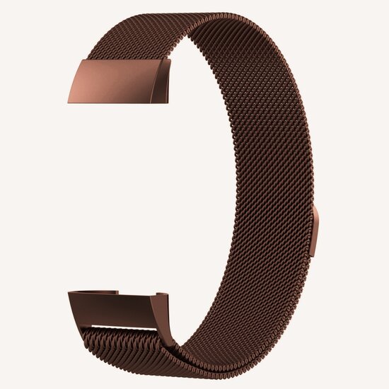 Fitbit Charge 3 & 4 milanese bandje - Maat: Small - Bruin