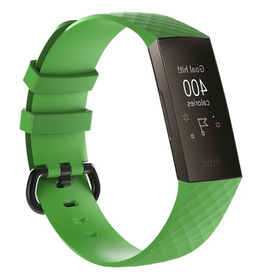 Fitbit Charge 3 & 4 siliconen diamant pattern bandje - Maat: Small - Groen