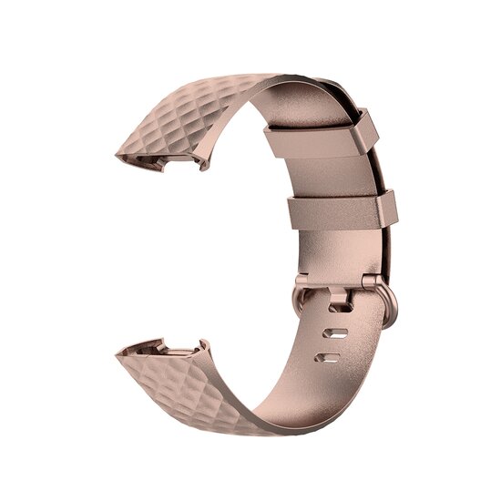 Fitbit Charge 3 & 4 siliconen diamant pattern bandje - Maat: Large - Rosé goud
