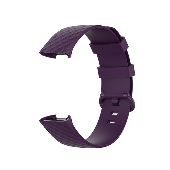 Fitbit Charge 3 & 4 siliconen diamant pattern bandje - Maat: Large - Donker paars