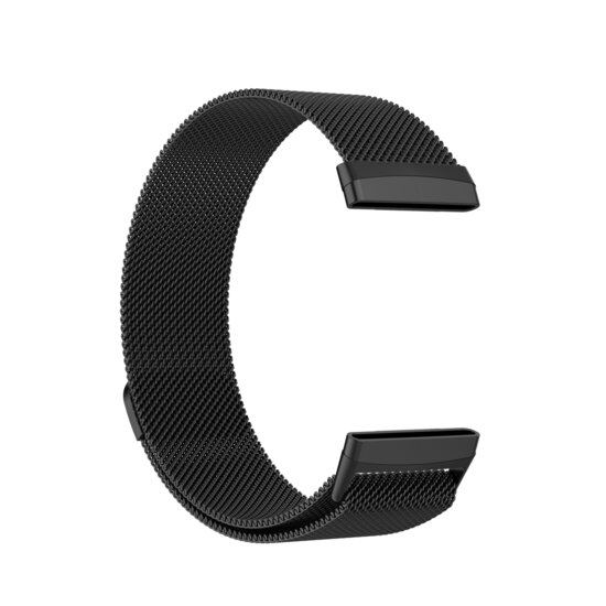 Fitbit Versa 3 / Sense milanese bandje - Maat: Large - Zwart