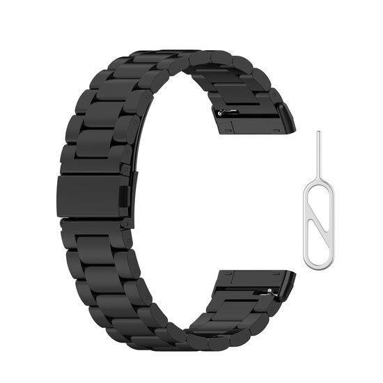 Fitbit Versa 3 / Sense metalen schakelbandje - Zwart