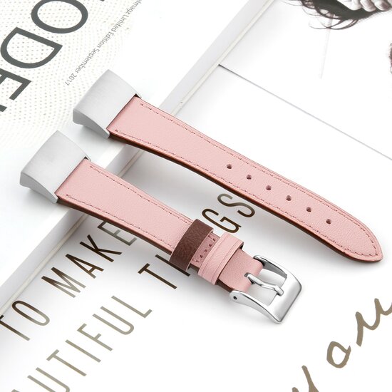 Fitbit Charge 3 & 4 Luxe Lederen bandje - Maat: Small - Roze