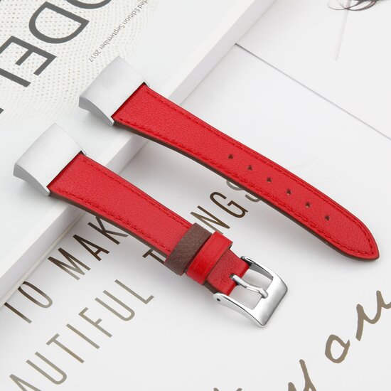 Fitbit Charge 3 & 4 Luxe Lederen bandje - Maat: Small - Rood