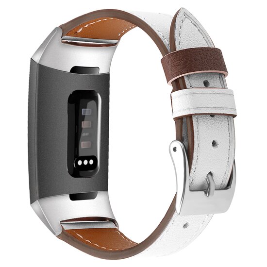 Fitbit Charge 3 & 4 Luxe Lederen bandje - Maat: Small - Wit