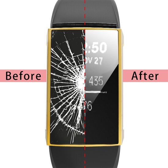 Fitbit Charge 3 & 4 Case (volledig beschermd) - Goud