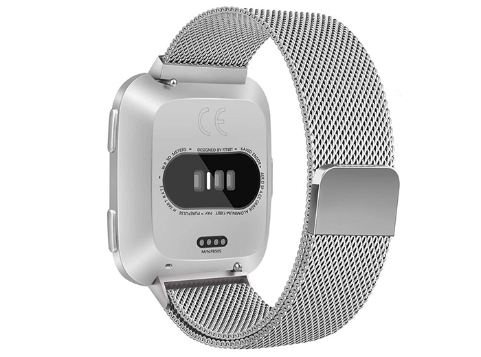 Fitbit Versa 1 / 2 & Lite milanese bandje - Maat: Large - Zilver