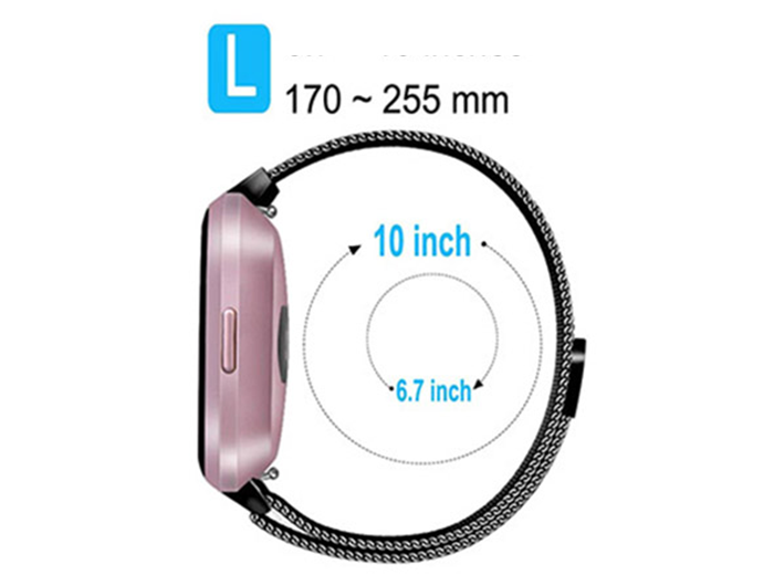 Fitbit Versa 1 / 2 & Lite milanese bandje - Maat: Large - Zwart