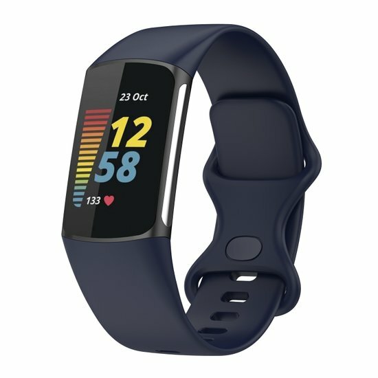 Amfibisch verticaal haag FitBit Charge 5 Sportbandje met dubbele lus - Donkerblauw - Maat: S