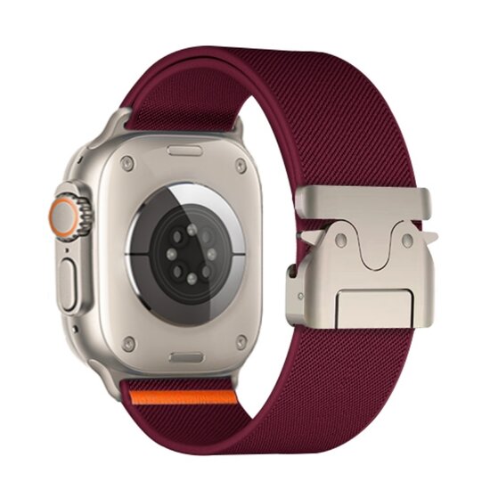 Nylon bandje met Parachute sluiting - Bordeaux - Geschikt voor Apple Watch 44mm / 45mm / 46mm / 49mm