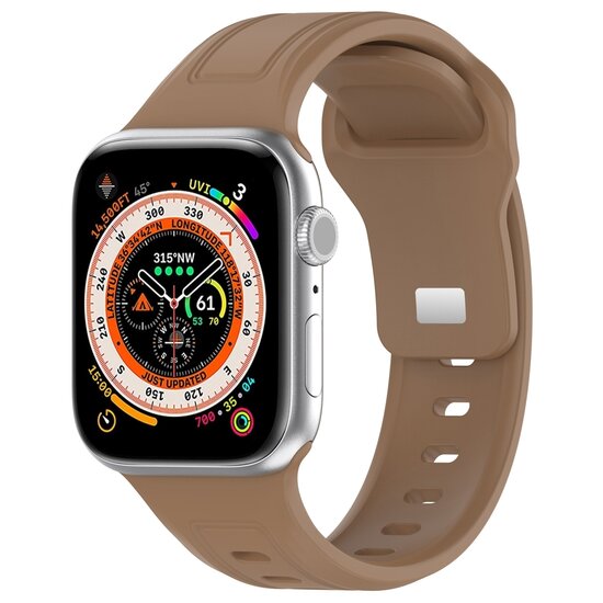 Square siliconen band - Bruin - Geschikt voor Apple Watch 44mm / 45mm / 46mm / 49mm
