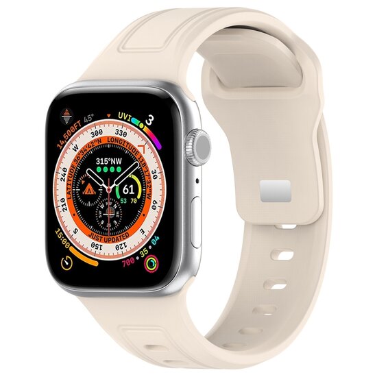 Square siliconen band - Beige - Geschikt voor Apple Watch 44mm / 45mm / 46mm / 49mm