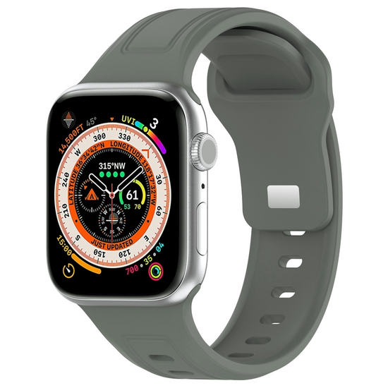 Square siliconen band - Grijsgroen - Geschikt voor Apple Watch 44mm / 45mm / 46mm / 49mm