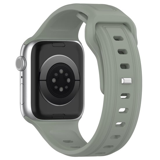 Square siliconen band - Grijsgroen licht - Geschikt voor Apple Watch 44mm / 45mm / 46mm / 49mm