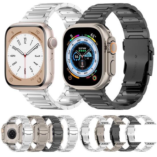 Titanium H-type schakelband  - Titanium kleur - Geschikt voor Apple Watch 38mm / 40mm / 41mm / 42mm