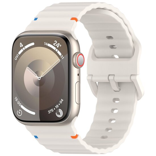 Wave sportband - Sterrenlicht / starlight - Geschikt voor Apple Watch 44mm / 45mm / 46mm / 49mm
