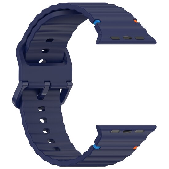 Wave sportband - Donkerblauw - Geschikt voor Apple Watch 44mm / 45mm / 46mm / 49mm