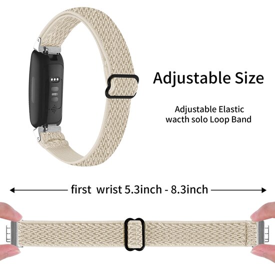 Fitbit Inspire 3 - Elastische solo loop nylon bandje - Beige
