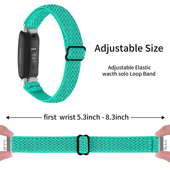 Fitbit Inspire 3 - Elastische solo loop nylon bandje - Turquoise