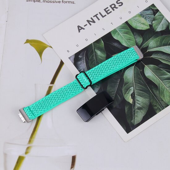Fitbit Inspire 3 - Elastische solo loop nylon bandje - Turquoise