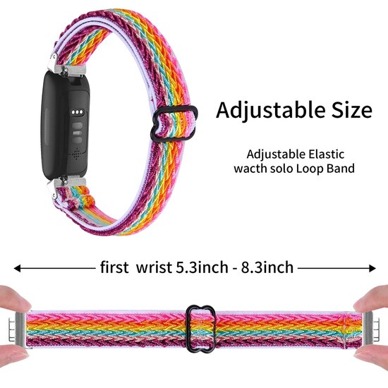 Fitbit Inspire 3 - Elastische solo loop nylon bandje - Multicolor