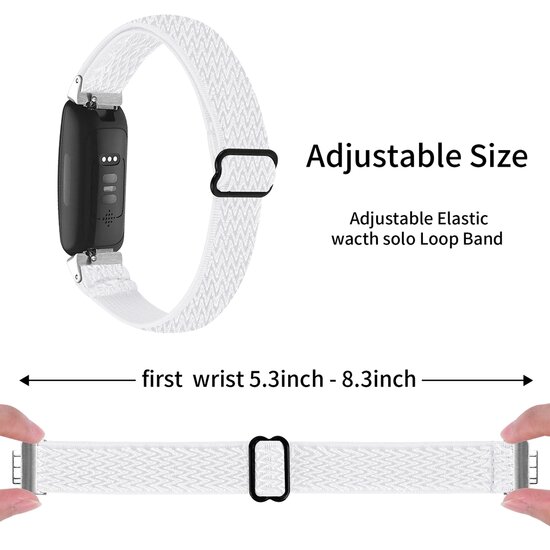 Fitbit Inspire 3 - Elastische solo loop nylon bandje - Wit