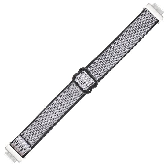 Fitbit Inspire 3 - Elastische solo loop nylon bandje - Zwart / wit