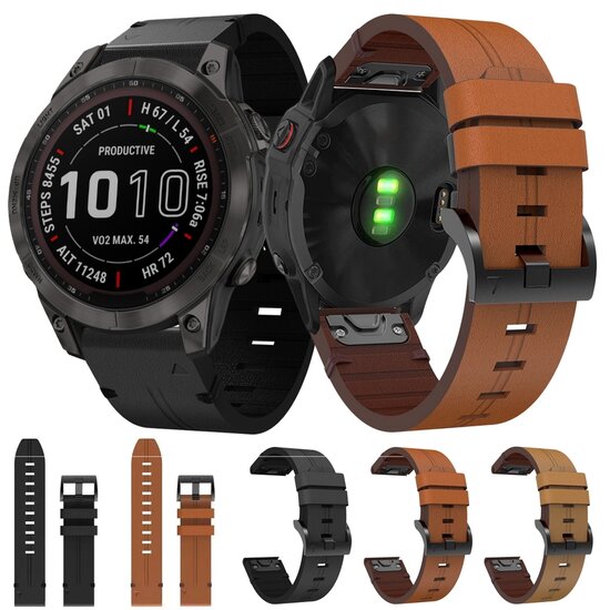 Leren bandje - Zwart - Garmin Forerunner 745 / 935 / 945 / 955 / 965