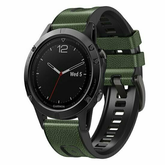 leer + siliconen bandje - Groen - Garmin Tactix 8 - 47mm