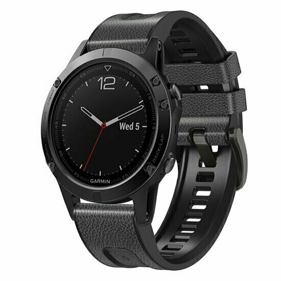 leer + siliconen bandje - Donkergrijs - Garmin Tactix 8 - 47mm
