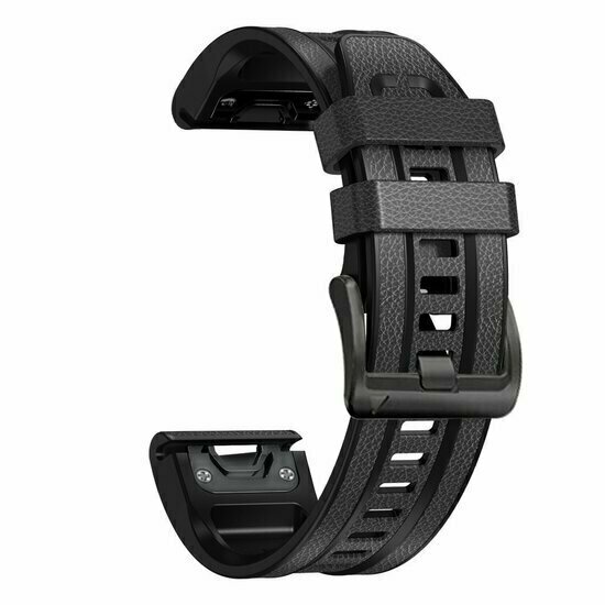leer + siliconen bandje - Donkergrijs - Garmin Tactix 8 - 47mm